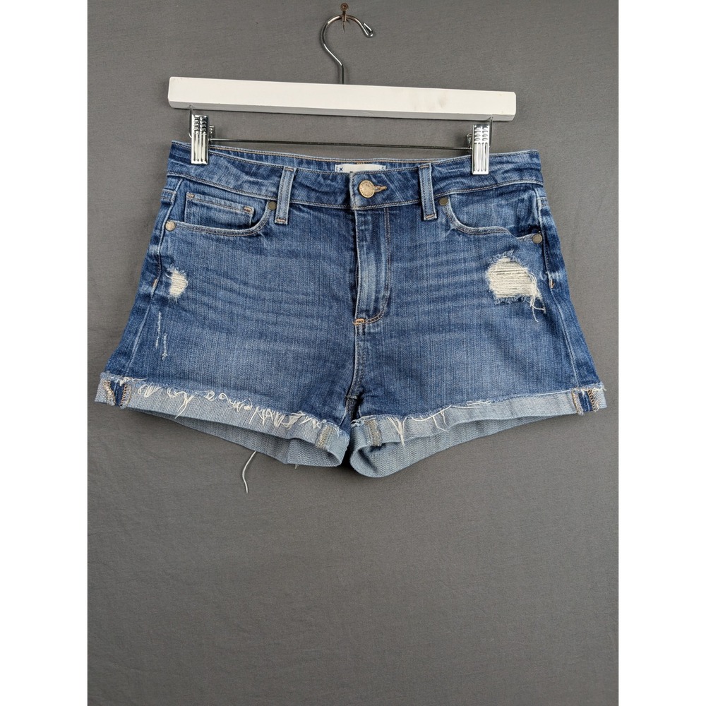 Paige Fabiola Destructed Denim Cutoff Shorts Medium Wash 27‎ WJ959